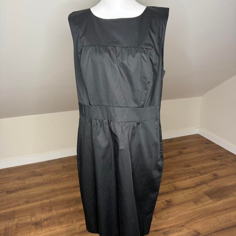 Madison Black Midi Dress Size 16 Minimalist 90s Corporate Goth Quiet Luxury